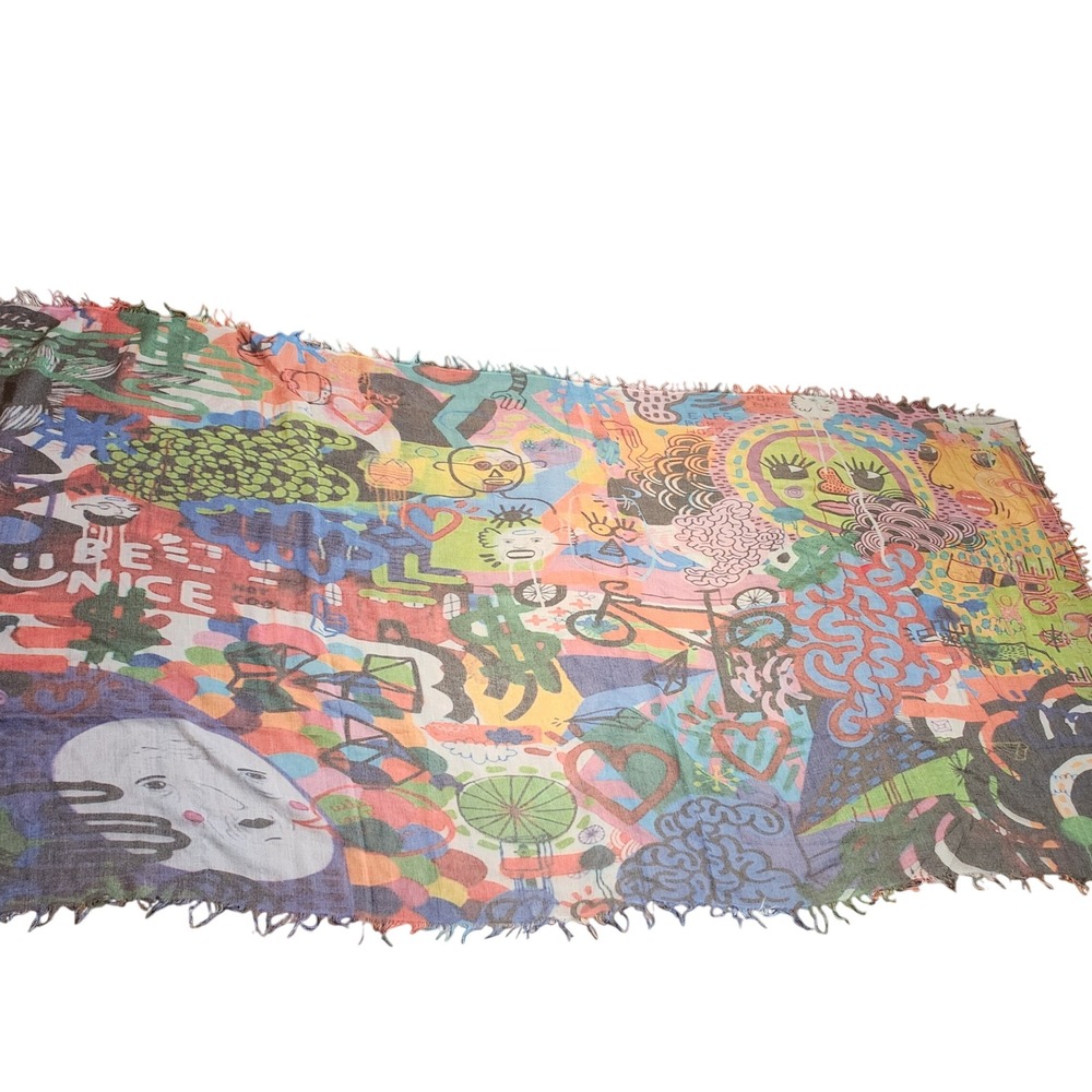 Graffiti Art Print Lightweight Scarf Multi Color Abstract Character tapestry Art